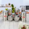 Stainless Steel Storage Jars Set of 6 | 1150 ML Each | Airtight Containers for Kitchen Grains | Easy to Clean