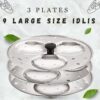 Sanskriti Exports - 3 Plates Stainless Steel Heavy Quality Idli Stand for 3 Liter Cooker | (9 Big Size idli Maker Stand Kitchen Tool 3 Plates, Silver)
