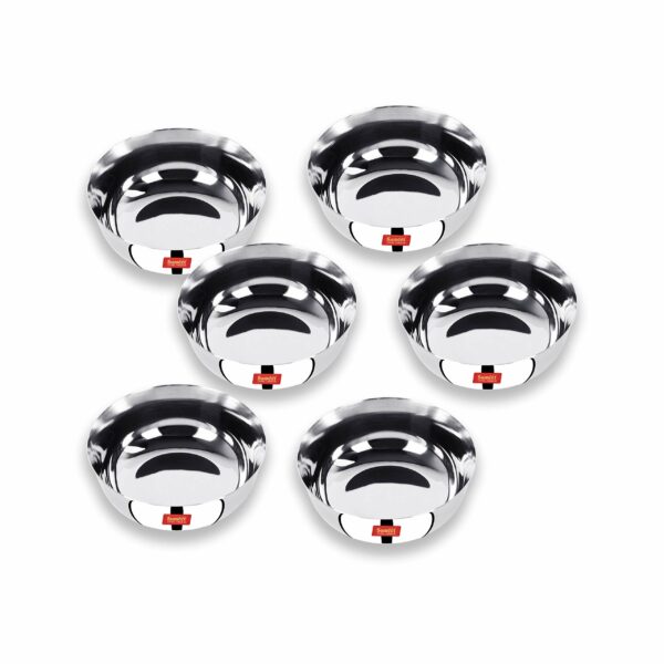 Sanskriti Exports Stainless Steel Solid Bowl - 0.350 liter, Set Of 6, Silver