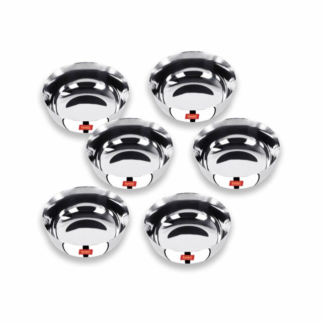Sanskriti Exports Stainless Steel Solid Bowl - 0.350 liter, Set Of 6, Silver