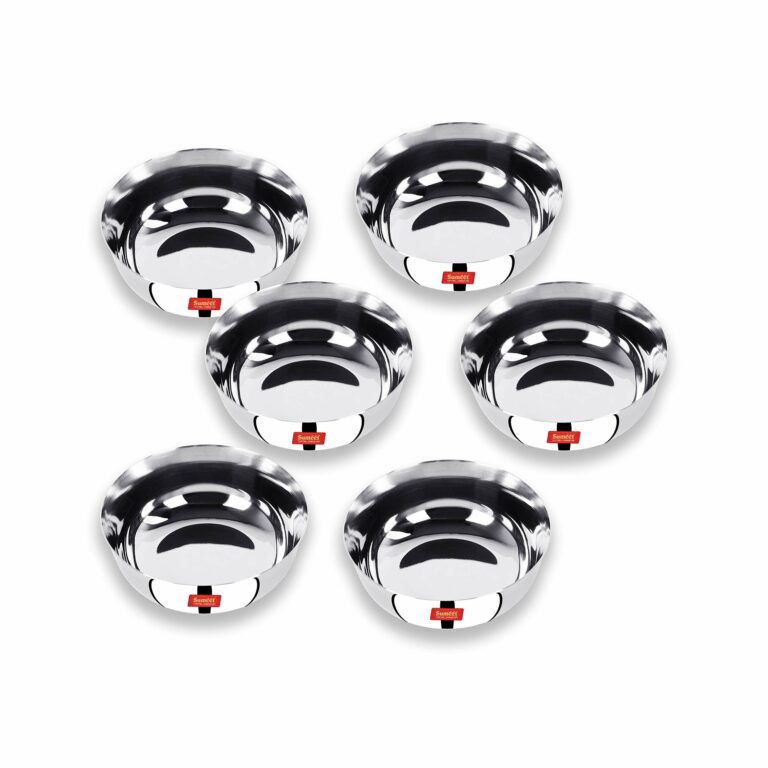Sanskriti Exports Stainless Steel Solid Bowl - 0.350 liter, Set Of 6, Silver