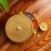 ExclusiveLane 'Floral-Etched' Handcrafted Brass Spice Box for Kitchen with Spoon Brass Masala Box Masala Dani Masala Dabba & Spice Container (7 Detachable Containers, 100 ML) Gold