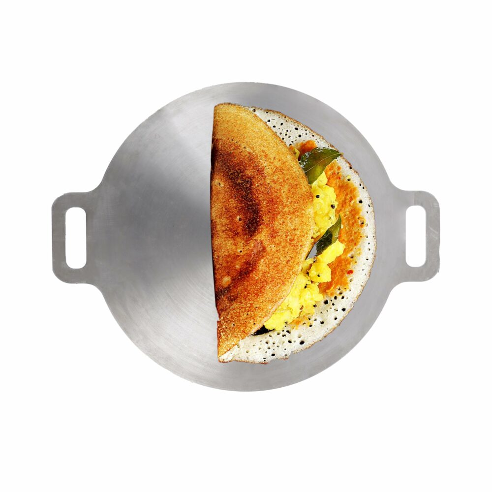 Sanskriti Exports 30 CM Carbon Steel Curved Tawa for Dosa, Chapati, Roti, Omelette - Chef's Choice, Toxin-Free, Heats up Faster, Non-Stick, Last Longer - Image 3