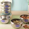 Sanskriti Exports Stainless Steel Bowl 150 ml Each for Halwa, Curry, Dal, Dessert, Soup, Vegetable Serving Katori Set, Apple Bowls, Wati, Vati, Rim Curved Design - Set of 6