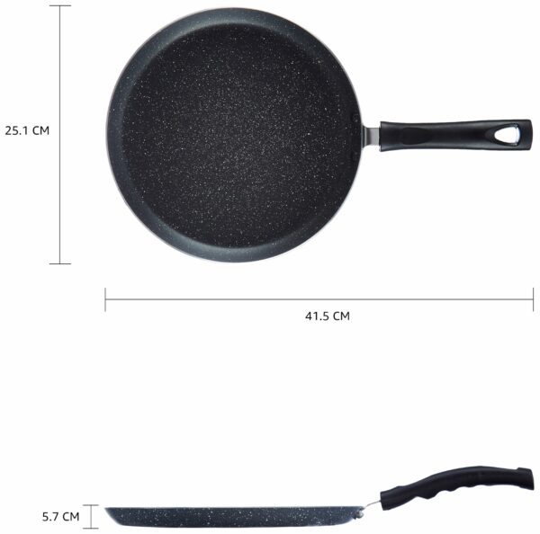 Sanskriti Exports - Aluminium Non-Stick Dosa Tawa | Granite Finish | Induction Base | Pfoa Free | High Temperature Resistant Exterior Coating | 25 Cm | Grey - Image 6