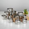 Sanskriti Exports Heavy Gauge Stainless Steel Square Bowl/Wati/Katori with Mirror Finish ? 6.5cm & 7cm Dia, set of 12pc, 150ML & 200ML Each - Silver