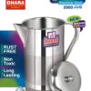 Sanskriti Exports Stainless Steel Slimline Water Pitcher with Lid 2 Liters | Food Grade| Rust Proof | Streamlined Handle| Easy to Carry and Pouring | Strong and Sturdy | Steel Serving Water Jug for Dinning Table