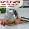 Sanskriti Exports Stainless Steel Induction Bottom Gas Stove & Induction Friendly Saucepan with Bacelite Wire Handle, 900ml, 12 cm Dia, Silver