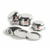 Sanskriti Exports Stainless Steel Belly Shape 3 Pc Tope/Cookware/Pot Set with Lid 380ML, 500ML, 780ML, (Silver)
