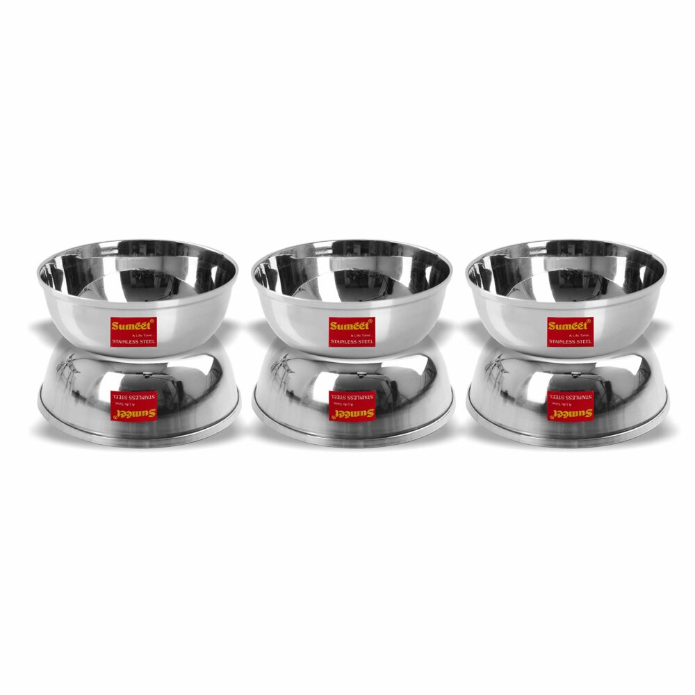 Sanskriti Exports Stainless Steel Heavy Gauge Bowl Set/Wati Set With Mirror Finish 10Cm Dia - Set Of 6Pc, 200 Ml - Image 5
