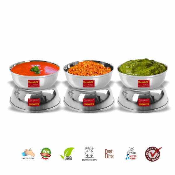 Sanskriti Exports Stainless Steel Heavy Gauge Bowl Set/Wati Set With Mirror Finish 10Cm Dia - Set Of 6Pc, 200 Ml