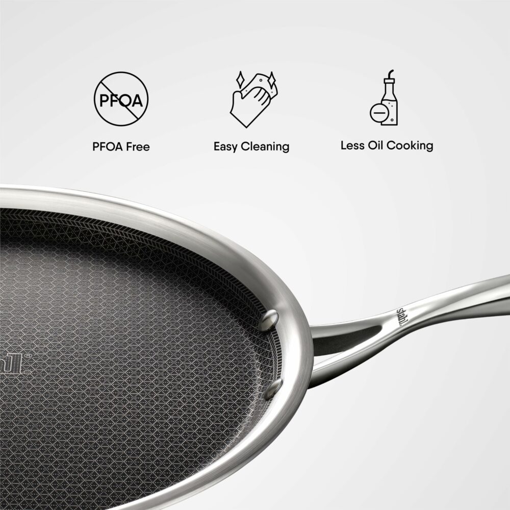 Stahl Artisan Hybrid Triply Dosa Tawa, Dosa Tawa with Induction Base, Non Stick Pan, Stainless Steel Scratch Resistant Dosa Tava, 30 cm - Image 5