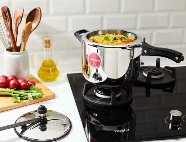 Sanskriti Exports Sleek Stainless Steel Induction Bottom Pressure Cooker - 5 Liter (Inner Lid)