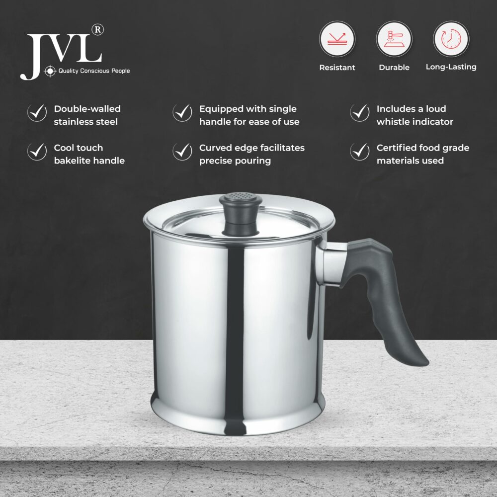 Sanskriti Exports Stainless Steel Double Wall Milk Boiler Storage with Single Bakelite Handle (1.5 Litre) - Image 3