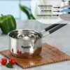 Sanskriti Exports Stainless Steel Induction Bottom Gas Stove & Induction Friendly Saucepan with Bacelite Wire Handle, 900ml, 12 cm Dia, Silver