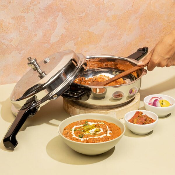 Vinod Stainless Steel Pressure Cooker 2 Litres | Also use as Deep Fry pan | Sandwich Bottom | Induction and Gas Stove Friendly | 2 Years Warranty | ISI and CE certified | Silver - Image 2