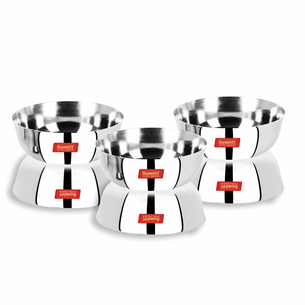 Sanskriti Exports Stainless Steel Solid Bowl - 0.350 liter, Set Of 6, Silver - Image 3