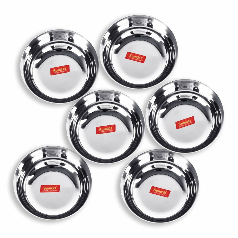 Sanskriti Exports Stainless Steel Solid Bowl - 0.350 liter, Set Of 6, Silver