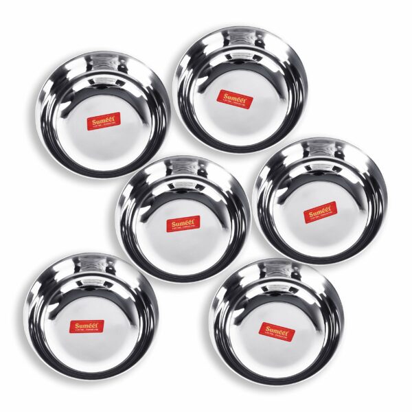 Sanskriti Exports Stainless Steel Solid Bowl - 0.350 liter, Set Of 6, Silver