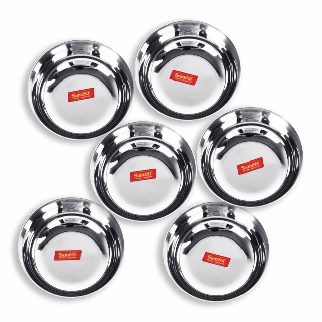Sanskriti Exports Stainless Steel Solid Bowl - 0.350 liter, Set Of 6, Silver