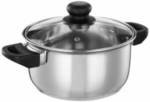 Sanskriti Exports Stainless Steel Induction Bottom Dutch Oven with Glass Lid (20cm, 3 litres)