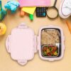 Stainless Steel Insulated Lunch Box Pink 500ml with Lid, Set of 4, Airtight Tiffin Box for School Kids, Spillproof Seal, Food Grade, BPA Free