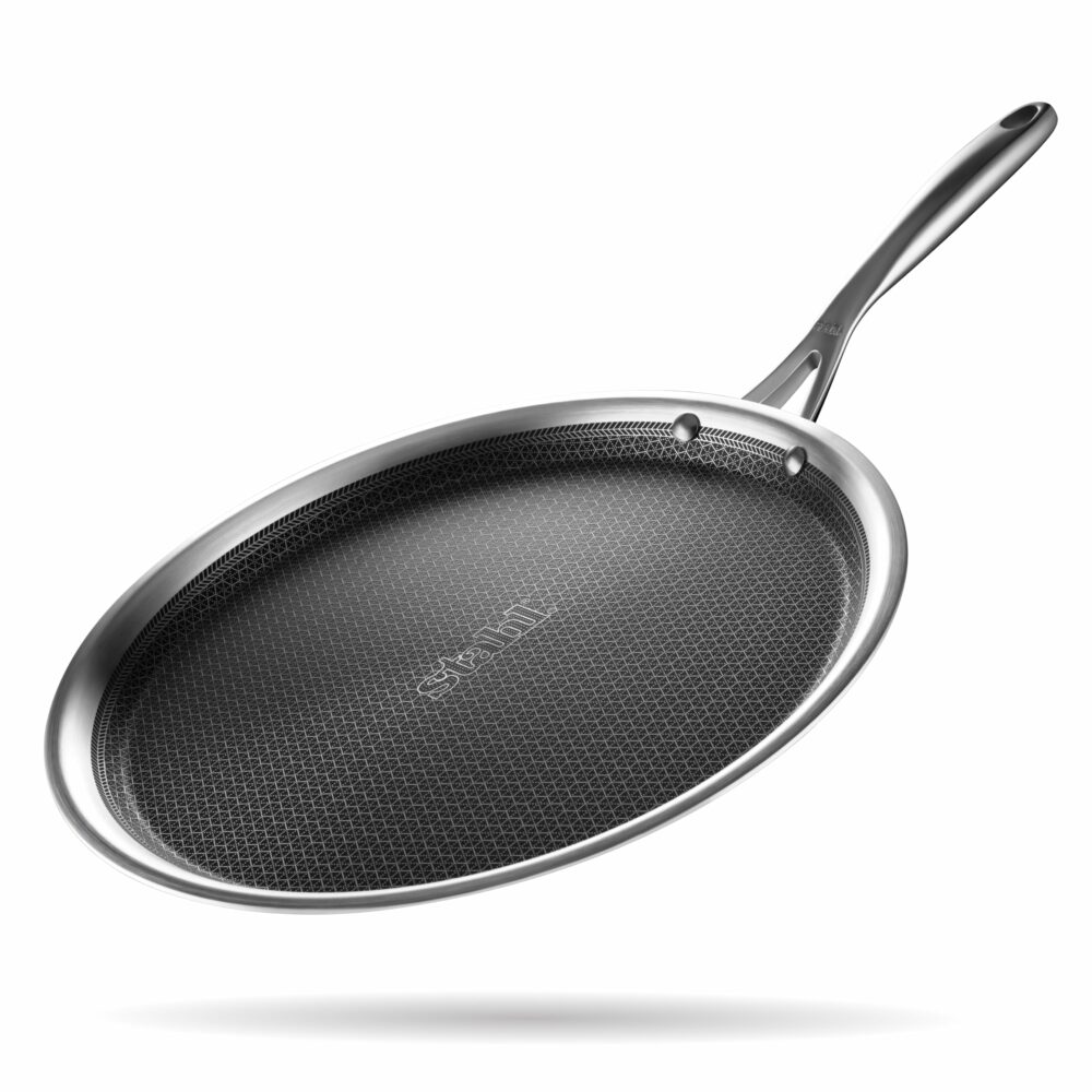 Stahl Artisan Hybrid Triply Dosa Tawa, Dosa Tawa with Induction Base, Non Stick Pan, Stainless Steel Scratch Resistant Dosa Tava, 30 cm