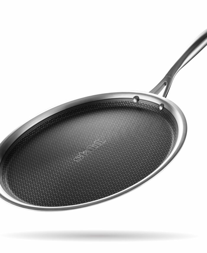 Stahl Artisan Hybrid Triply Dosa Tawa, Dosa Tawa with Induction Base, Non Stick Pan, Stainless Steel Scratch Resistant Dosa Tava, 30 cm