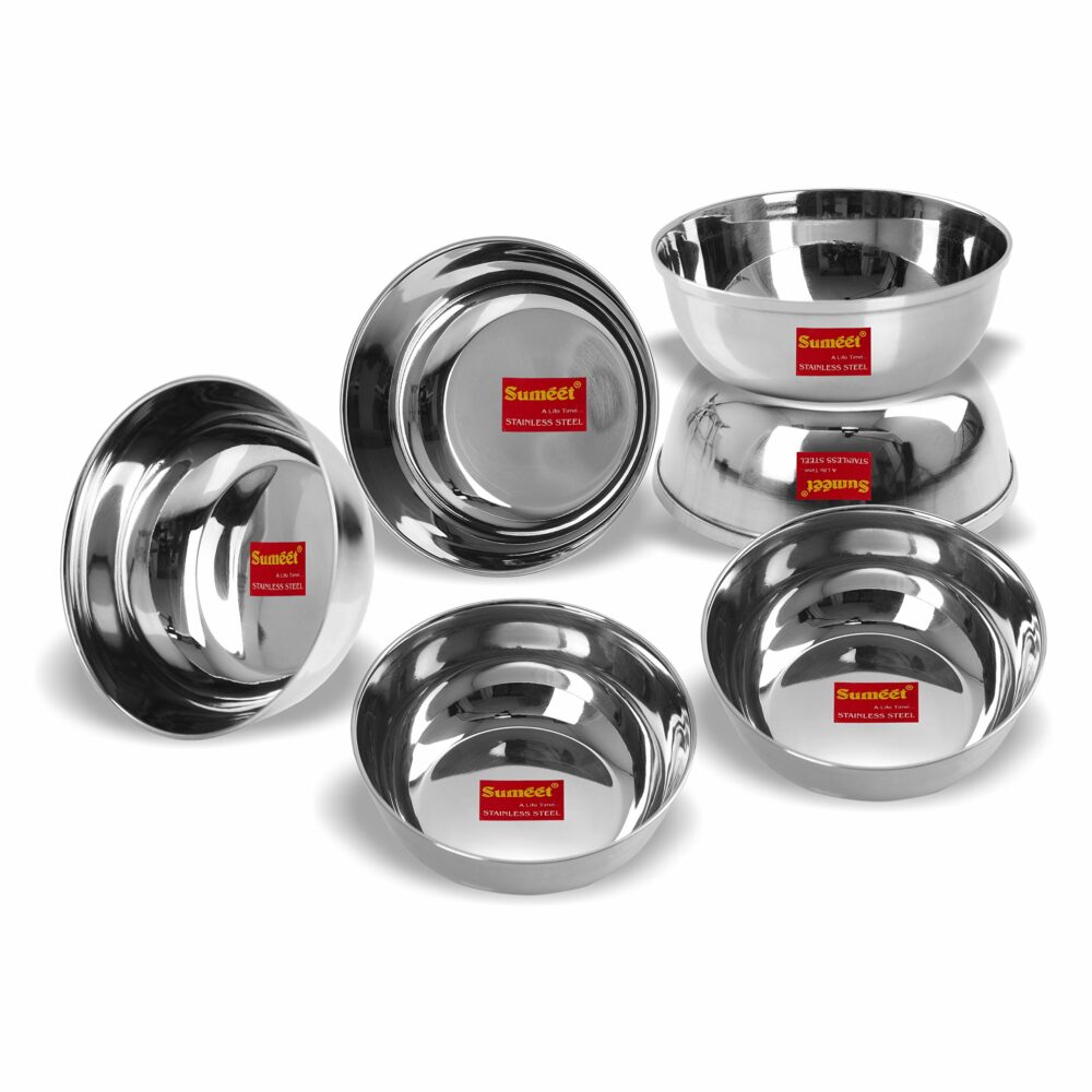 Sanskriti Exports Stainless Steel Heavy Gauge Bowl Set/Wati Set With Mirror Finish 10Cm Dia - Set Of 6Pc, 200 Ml - Image 3