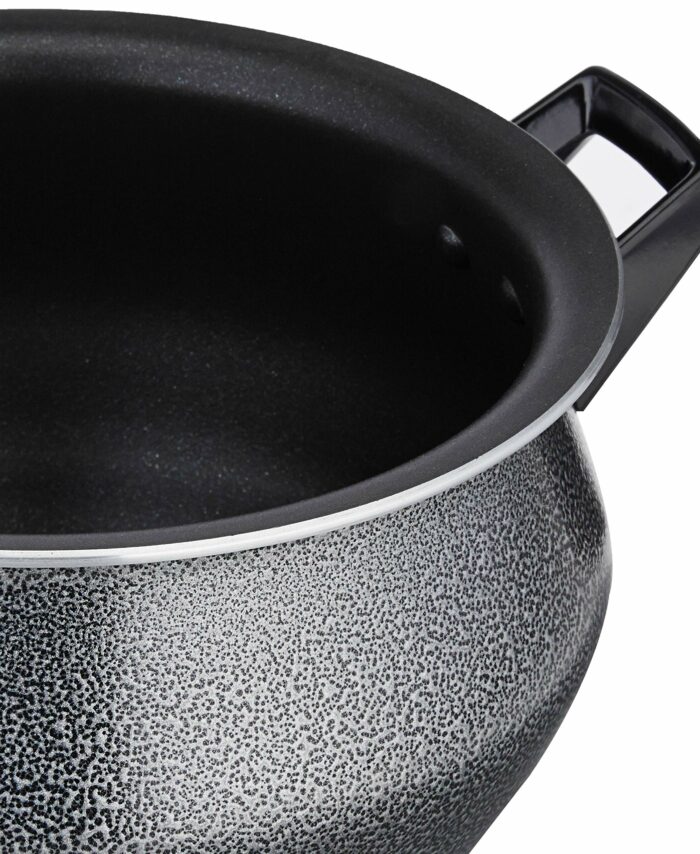 Sanskriti Exports Non Stick Handi with Stainless Steel Lid (4.25L, Hammertone finish, 3 coat, 2.9mm thickness)