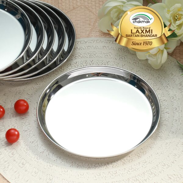 Sanskriti Exports 14 Inch Stainless Steel Thali Dinner Plate Set of 4 - Image 3