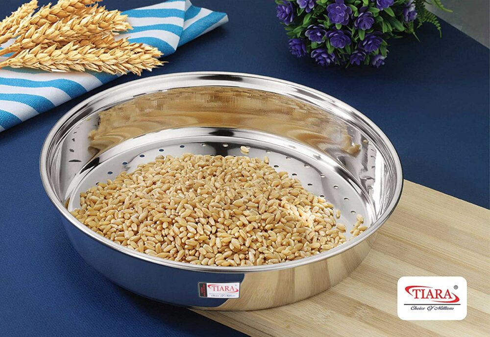 TIARA - LAXMI Hole CHALNI Wheat Strainer Stainless Steel for Kitchen 1Pc - Image 4