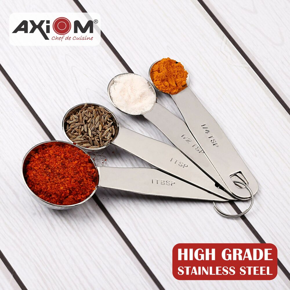 Sanskriti Exports Measuring Set of 8 pcs Stainless_Steel Professional Quality for Baking, Cooking, 4 Stackable Measuring Cups and 4 Stackable Measuring Spoons with Measurement Engraving Handle - Image 3