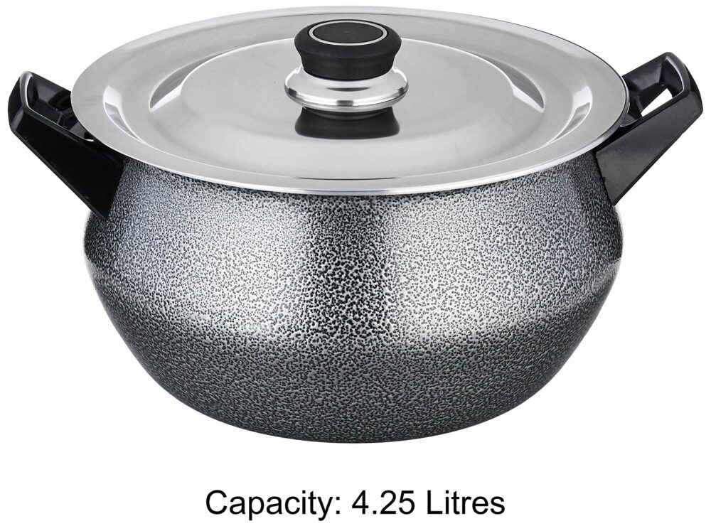 Sanskriti Exports Non Stick Handi with Stainless Steel Lid (4.25L, Hammertone finish, 3 coat, 2.9mm thickness) - Image 6