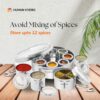 Sanskriti Exports 12-in-1 Stainless Steel Masala Dabba | Spice Box with Partitioned Middle Container & 3 Spoons | See-Through Lid | Masala Dani for Kitchen (22 cm, Silver)