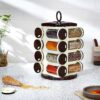 Sanskriti Exports - Plastic Revolving Spice Rack Set of 16 Pieces, (Dark Brown, Standard Size)