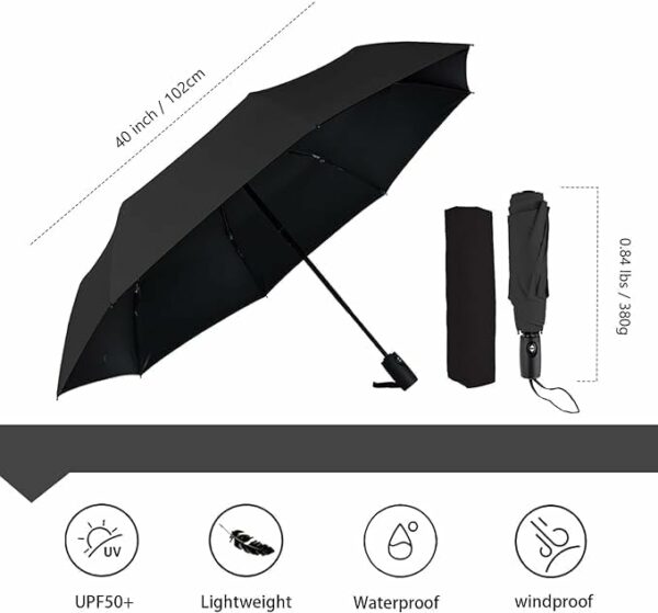 Large Windproof Automatic Open Umbrella for Men & Women - Blue - Image 4