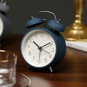 Vintage Twin Bell Analog Alarm Clock with Night LED Light