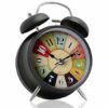 Vintage Twin Bell Alarm Clock with LED Display - 12x10x6 cm