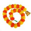 10 Pcs Handmade Artificial Marigold Garland for Festivals - Yellow & Orange with Bells