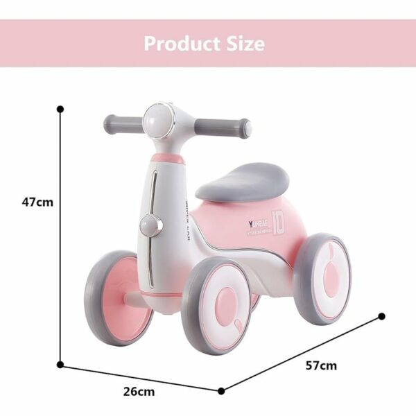 Toddler Balance Bike 1-3 Years - 4 Wheels, Pink Design - Image 6