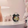Vintage Twin Bell Alarm Clock with LED Display - 12x10x6 cm