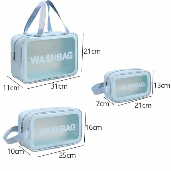 Large Capacity Cosmetic Pouch - Portable Makeup Bag Set of 3 - Image 2