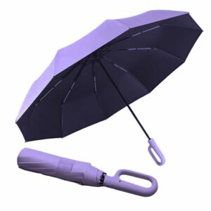 Folding Windproof Umbrella with Carabiner Handle - 40 Inch