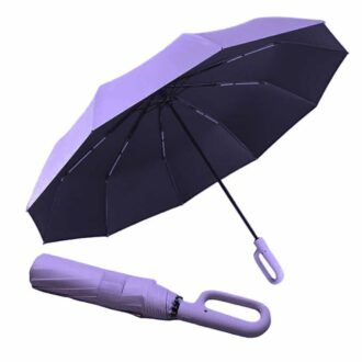 Folding Windproof Umbrella with Carabiner Handle - 40 Inch