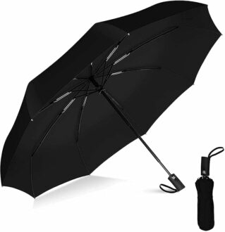 Windproof Travel Umbrella for Men, Women & Kids - 10 Fiberglass Ribs
