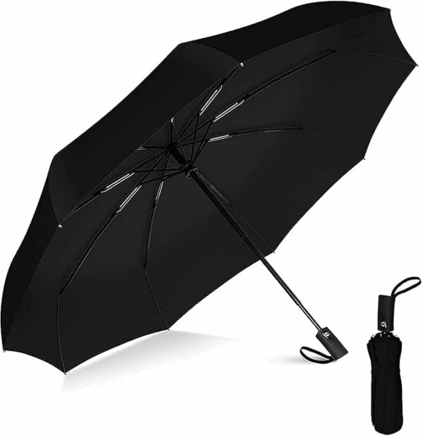 Windproof Travel Umbrella for Men, Women & Kids - 10 Fiberglass Ribs