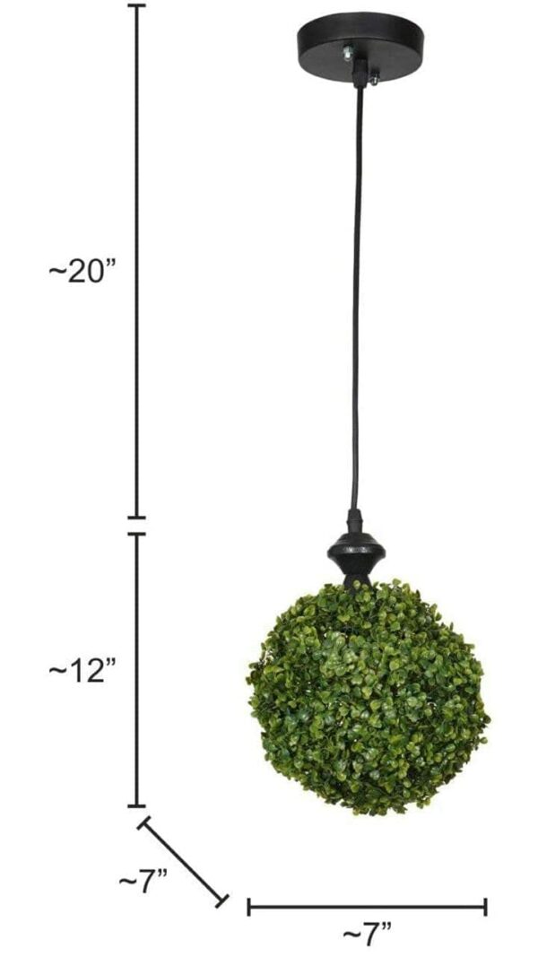 Faux Green Grass Ball Topiary Hanging Pendant Light Set - Image 5