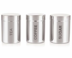 Stainless Steel Airtight Tea, Sugar & Coffee Canister Set of 3 - 700ml