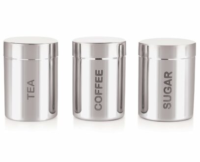 Stainless Steel Airtight Tea, Sugar & Coffee Canister Set of 3 - 700ml